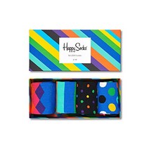 해피 삭스 4종 양말 스트립 선물 세트 옐로우 그린 오렌지 터퀴시 퍼플 Happy Socks
