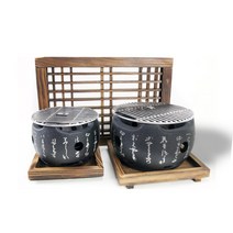 미니화로 가정용 일본식화로 개인화로 1인용 일인 불판 숯불 캠핑용 경수진화로, 원형미니화로세트대형