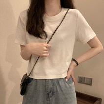 여성 반팔티 티셔츠 슬림 핏 반소매 여자반팔티셔츠 크롭 T 스퀘어 넥 인박카083