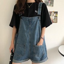 여자 여름멜빵 반바지 롤업 멜빵팬츠 청점프수트 코디 번호 41644EA