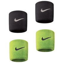 나이키 스우시 손목밴드 4P, 블랙 볼트