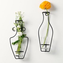 투빌 감성 와이어꽃병 유리화병 수경재배화병 실린더 벽장식 월행잉데코 행인플렌트, D타입