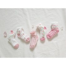 핑크 분홍 레이스 북유럽풍봄 여름 양말 세트(5ea 1set)
