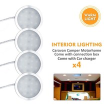 캠핑카용품 캠핑카부품 카라반용품 4pcs 초박형 led 스포트 라이트 dc 12v 따뜻한 3000k led 컨트롤러 인테리어 스포트 라이트 캠퍼 밴 캐러밴 보트 vw t4 t5, 없음