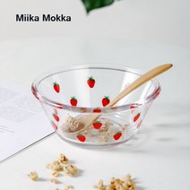 예쁜 그릇 집들이 선물귀여운 과일 샐러드 그릇 투명 유리 식기 900ml 대용량 만화 딸기 수프 디저트 스낵, 02 2