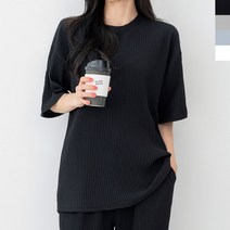 주름 반팔 여자상의 티셔츠 GQQ KS 43 플리츠 반팔티