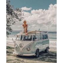 DEB019914*디아코니아* 보석십자수 60x70cm 해변 앞 캠핑카