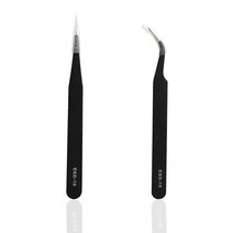 OPHIR 정전기 방지 곡선 스트레이트 블랙 Tweezer 정밀 스테인레스 스틸 집게 DIY 취미 모델 핸드 툴 MG001A/MG001B, [01] MG001A-2x