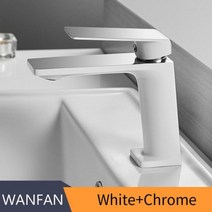 꼭지 셀프 수도 욕실 교체 수전 헤드 세면대 설치 시공 수도꼭지 싱크 싱글 핸들 홀 크롬 탭 데크 빈티지 워시 핫 콜드 믹서 크레인 9922, 9922White and Chrome_CHINA