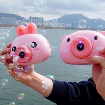 카메라 버블건 개구리 토끼 병아리 자동 비눗방울 어린이날선물, 색상:06. 파랑 펭귄