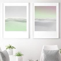 유홍아트 파스텔 그린사막 러블리감성 인테리어액자 40호(100x73cm) (6065441), 프레임액자(흰색)