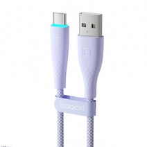 TOOCKI 마카롱시리즈 LED QC3.0 3A C타입 고속충전케이블, 2m, 보라색
