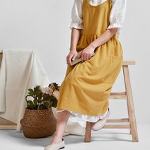 아이원더 린넨코튼 무지 원피스형 앞치마, 민트