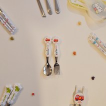 스텐 304 국내생산 유아 어린이집 유치원 캐릭터 레이저각인 스푼 포크 연습용젓가락 70종, 6. 베어스텐유아스푼포크세트