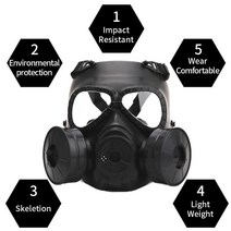 송기마스크 Airsoft CS 야외 게임 페인트 볼 얼굴 가스 마스크 보호 가스 마스크 호흡기 필터 배기 팬 흐, 04 Any Color, 한개옵션1