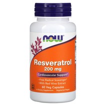Now Resveratrol 나우푸드 레스베라트롤 200mg 60 캡슐, 60정, 1팩