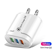 차량용 고속 스마트폰 충전 시거잭 3A 18W USB 충전기 빠른 3.0 Xiaomi 화웨이 삼성 3 포트 범용 벽 휴대, 02 US  White