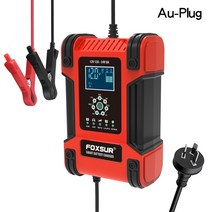 오토바이배터리충전 FOXSUR12amp 펄스 수리 충전기 LiFePO4 오토바이 및 12V 자동차 배터리 AGM 딥 사이클, 07 AU-Plug (Red)