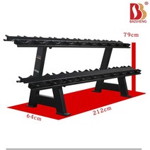 덤벨 스탠드 랙 헬스장 피티샵 홈짐 도구, 3층 10개 세트 블랙 더