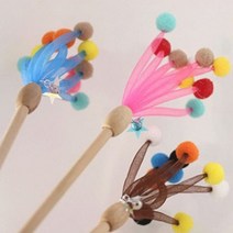 반려동물 애완동물 강아지 애견 고양이 방울 솜 막대 낚시대 장난감, 블루