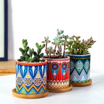 에스닉 도자기 미니 다육이 화분 빈 수제 소형 사무실 책상 개업 집들이 인테리어 1개, 05.마름모블루