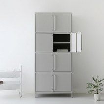 마켓비 PIDOR 철제수납장 캐비넷 8문 9132030, 라이트그레이 2172.7300