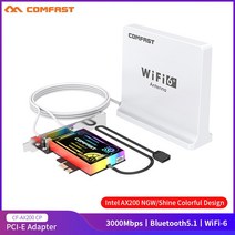 와이파이 네트워크 네트워킹 WiFi 6 인텔 AX200 PCI-E 카드 3000Mbps 2.4G 5GHz PCIe 어댑터 RGB 라이트 1.2M 확장 기본 안테나 데스크탑 Win1, 단일옵션