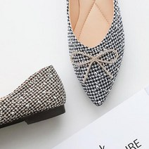 홍당무 큐빅 리본 플랫슈즈 2color 1cm