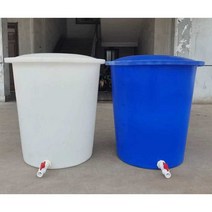 대형 플라스틱 통 저장 식품 드레인 배수 밸브 탱크, 뚜껑이 없고 배수 밸브가 있는 300L