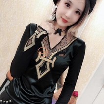 오르난 여성 슬림핏 브이넥 티셔츠 OR281