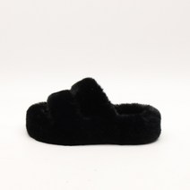 구두모모 투스트랩 보송 통굽 털 슬리퍼 (5cm)