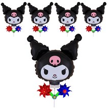 쿠로미 바람개비풍선 산리오 캐릭터 스틱 풍선, 5개입