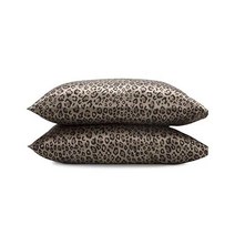 Martex Elegance Seduction 1S51576 새틴 레오파드 애니멀 프린트 실키 이지 케어 머신 워셔블 베갯잇 페어 킹 사이즈 브라운, 금, 왕
