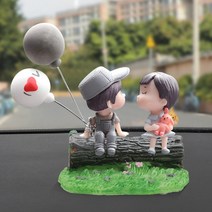 셀링즈 뽀뽀 커플 피규어 자동차 액세서리, 통나무 그레이커플