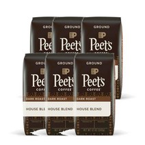 피츠커피 그라운드 커피 12 oz Peets Coffee House Blend Dark Roast, 6팩