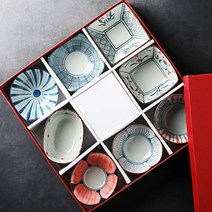예쁜 일본 가정식 종지 그릇 도자기 미니 소스 양념 반찬 접시 선물용 8P 세트, B