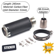 오토바이 슬립 온 배기 파이프 DB 킬러 이스케이프 모토 유니버설 51mm 60mm 머플러 혼다 야마하 스즈키 가와사키 베넬리, M-51mm-S.c sticker