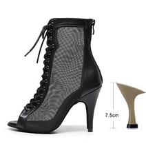 여성 하이팁 볼룸 댄스 신발 루버 깔창 라틴 살사 소녀용 부드러운 바닥 연습, 03 4.5, 05 black-7.5cm