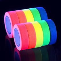 AOND 10 Pack(Total 164 Feet) UV Blacklight Reactive Tape Neon Colored Fluorescent Tape Neon Gaffer C, 1, 10Pack