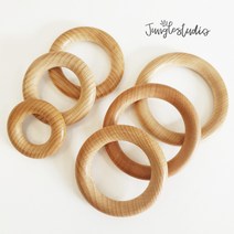 [정글스튜디오] 너도밤나무 우드링 유모차 모빌 딸랑이 만들기 마크라메 재료 DIY KCL인증, 40mm(3개)