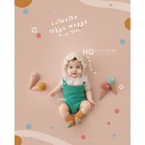 100일 아기 촬영 소품 세트 성장 사진 스튜디오 테마 컨셉 옷 배경 셀프 스냅, BTWE-09