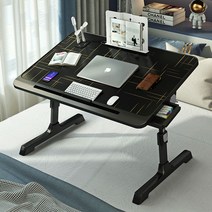 접이식 이케아 침대 테이블 블랙 보조 좌식 노트북 베드 이동식 높이 조절 트레이 식탁 각도 간이 보조 슬림 바퀴 리프트업 미니 코너 탁상 스탠드 옆 책상, 올블랙 서랍 + 책장 + USB