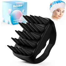 두피관리용 머리마사지기 Bsisme 헤어 두피 마사지 샴푸 브러시 비듬 제거 및 모발 성장을 위한 실리콘 강모가 있는 케어 습식 건식 남성 여성 애완 동물 헤어용 샤워 스크러버 블, [01] 검은색