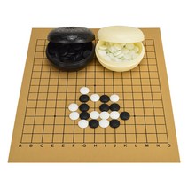 휴대용 바둑판 세트 초보자 바둑 성인바둑 바둑돌, [고방] 흑백+PU 체스판+단면 바둑알