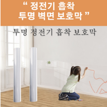 벽면 정전기 흡착 보호막 무접착 스티커 스크래치 방습 방장 라텍스 페인트 투명 대전방지 필름, 0.6*3m, 정전기 흡착 보호막 *2