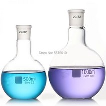 표준 반투명 마우스 19 #24 #29 # 단일 입 증류 플라스크 평평한 바닥 유리 용량 50ml ~ 2000ml 1 개, 2000ml caliber24