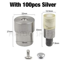 리벳제거 더블 캡 리벳 설치 프레스 다이 금형 패스너 스냅 핸드 기계 신발 가방 벨트, 10x10mm, With Silver Rivet