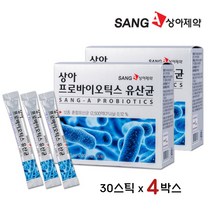 상아제약 LGG유산균 3세대 프로바이오틱스 유산균 분말 스틱 김치유산균 우유유산균 포스트 신 바이오틱스 프락토올리고당 온가족 유아 성인 어린이유산균 프리바이오틱스 락토바실러스, 4박스, 30포