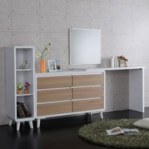 에스쁘아 수납형 화장대 풀세트, 레드