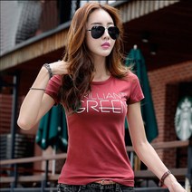 케익 여성 반팔 캐주얼 티셔츠green티